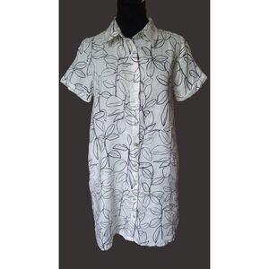 Cynthia Rowley Women's XS 100% Linen Button Front Mini Shirt Dress